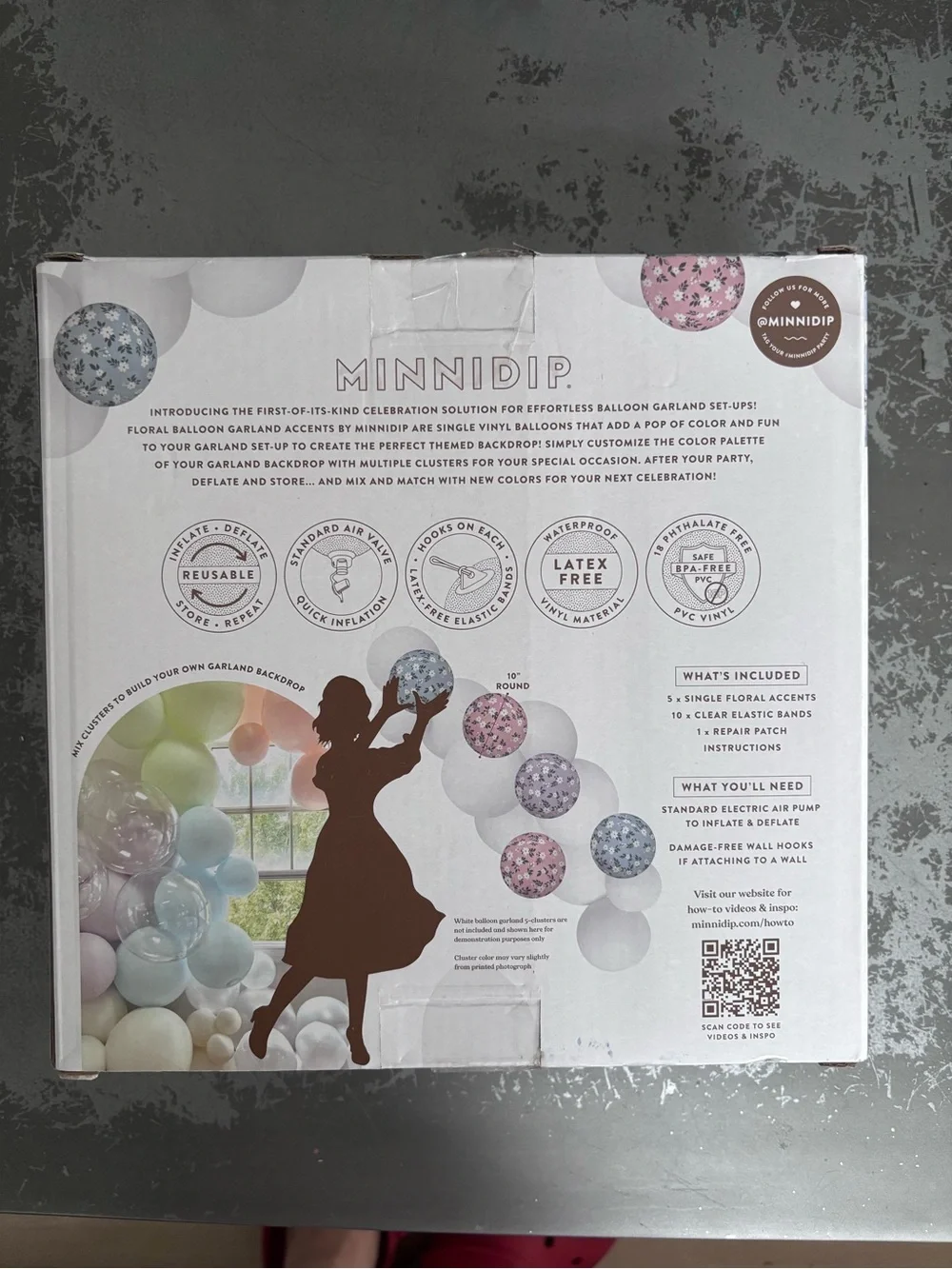 MINNIDIP Floral Pastel Balloon Garland Accents - Pink, Blue, Purple